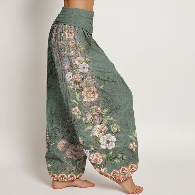 Buddha Stones Cotton Ethnic Floral Ethnic Totem Pattern Women's Elastic Waist Harem Pants - image 2