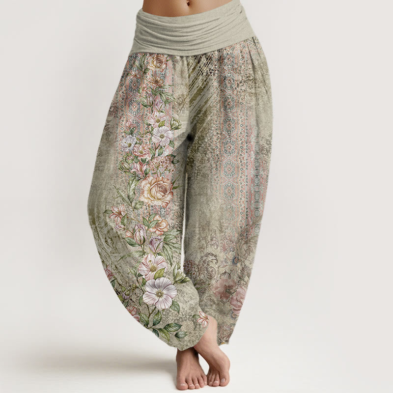 Buddha Stones Ethnic Floral Ethnic Totem Pattern Women's Elastic Waist Harem Pants - DarkSeaGreen - US22，UK/AU26，EU54 (6XL) - image 4