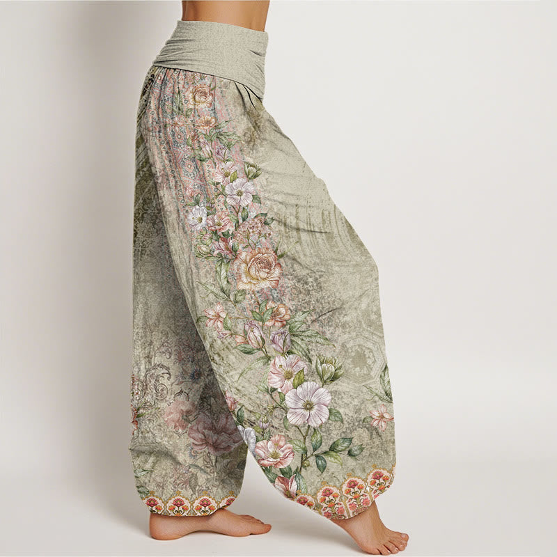 Buddha Stones Cotton Ethnic Floral Ethnic Totem Pattern Women's Elastic Waist Harem Pants - image 6
