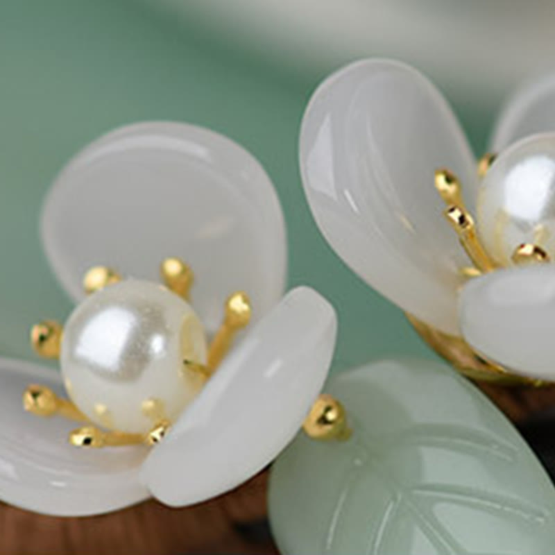 Buddha Stones Grain Wood Liuli Magnolia Flowers Pearl Protection Hairpin