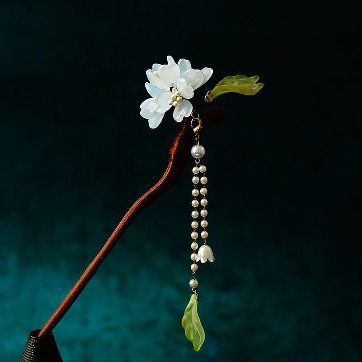 Buddha Stones Grain Wood Liuli Lily Of The Valley Flowers Pearl Tassels Purity Hairpin