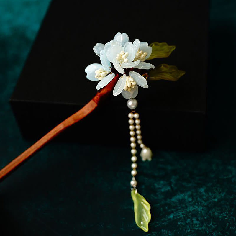 Buddha Stones Grain Wood Liuli Lily Of The Valley Flowers Pearl Tassels Purity Hairpin