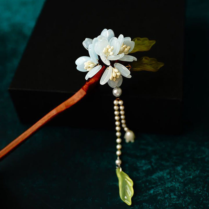 Buddha Stones Grain Wood Liuli Lily Of The Valley Flowers Pearl Tassels Purity Hairpin
