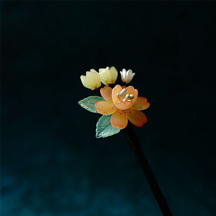 Buddha Stones Grain Wood Liuli Lily Of The Valley Flowers Pearl Tassels Purity Hairpin