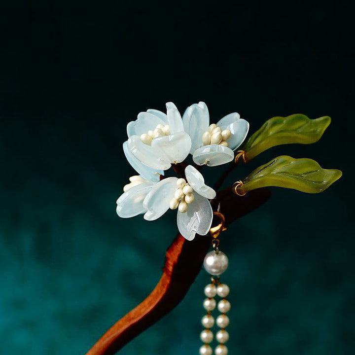 Buddha Stones Grain Wood Liuli Lily Of The Valley Flowers Pearl Tassels Purity Hairpin