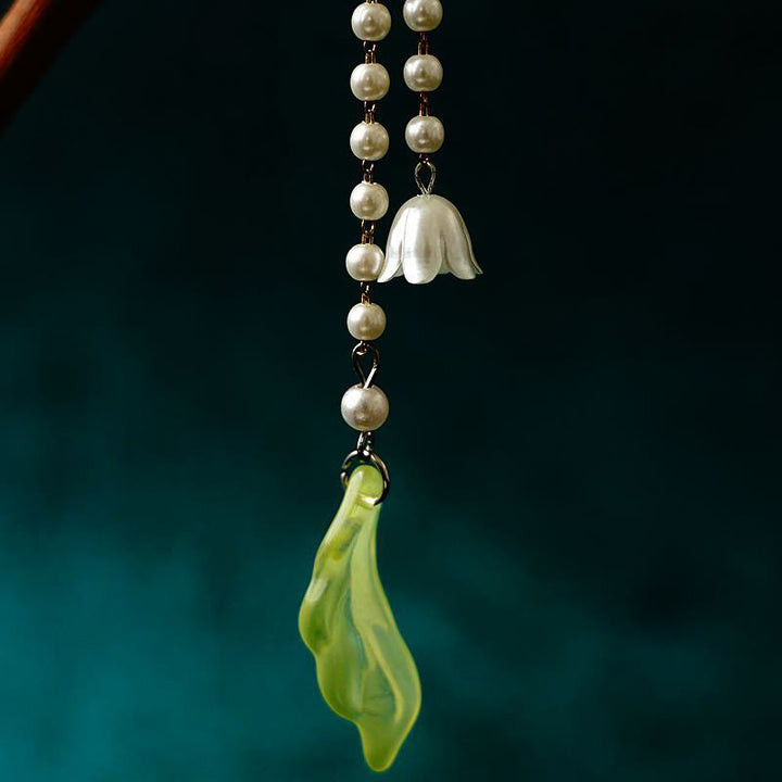 Buddha Stones Grain Wood Liuli Lily Of The Valley Flowers Pearl Tassels Purity Hairpin