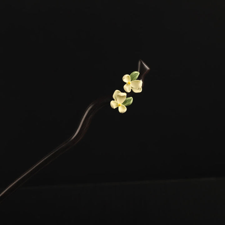 Buddha Stones Ebony Gardenia Petal Courage Hairpin