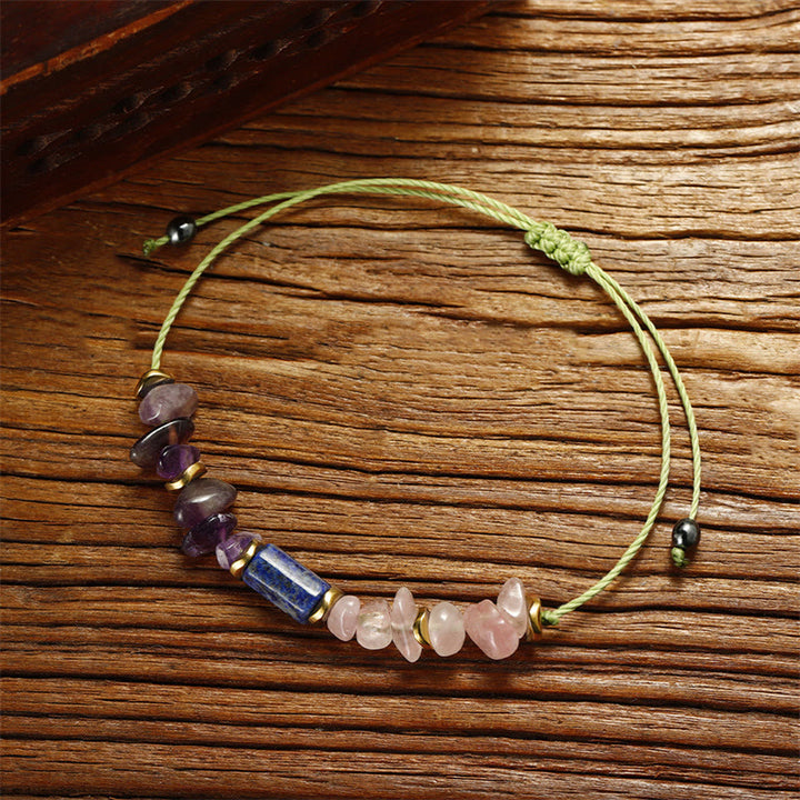 Buddha Stones Best Friends Forever Amethyst Rose Quartz Lazurite Lapis Lazuli Spiritual Bracelet - image 8