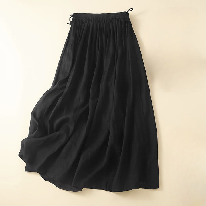 Buddha Stones Plain Lace Up Elastic Waist Cotton Women's Skirt With Pockets - Black - US8-10，UK/AU12-14，EU40-42 (2XL) - image 17
