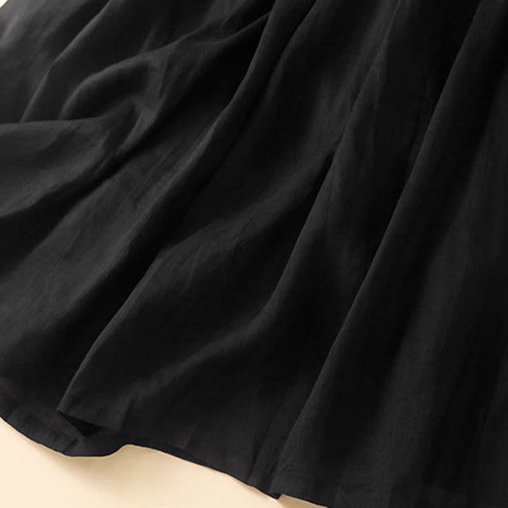 Buddha Stones Plain Lace Up Elastic Waist Cotton Women's Skirt With Pockets - image 21