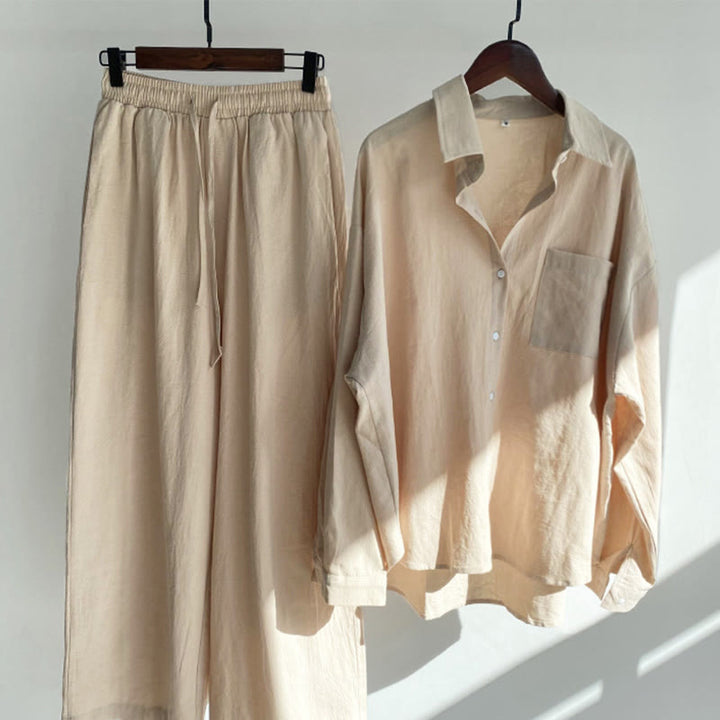 Buddha Stones 2Pcs Long Sleeve Shirt Top With Pockets Drawstring Capri Pants Meditation Cotton Clothing Women's Set - LightGoldenrodYellow - US16，UK/AU20，EU48 (5XL) - image 12
