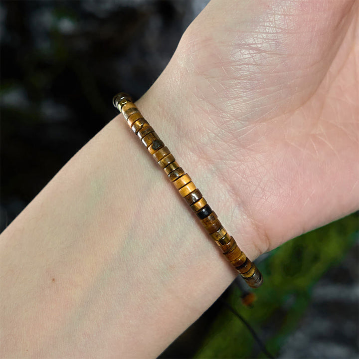 Buddha Stones Natural Tiger Eye Spacer Bead Courage Bracelet