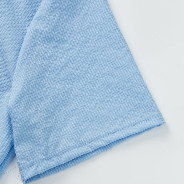 Buddha Stones Solid Color Polo Plaid Half Buttons Men's Short Sleeve Shirt - image 7