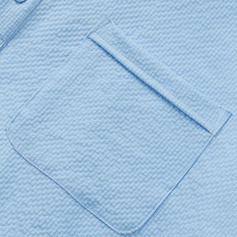 Buddha Stones Solid Color Polo Plaid Half Buttons Men's Short Sleeve Shirt - image 6