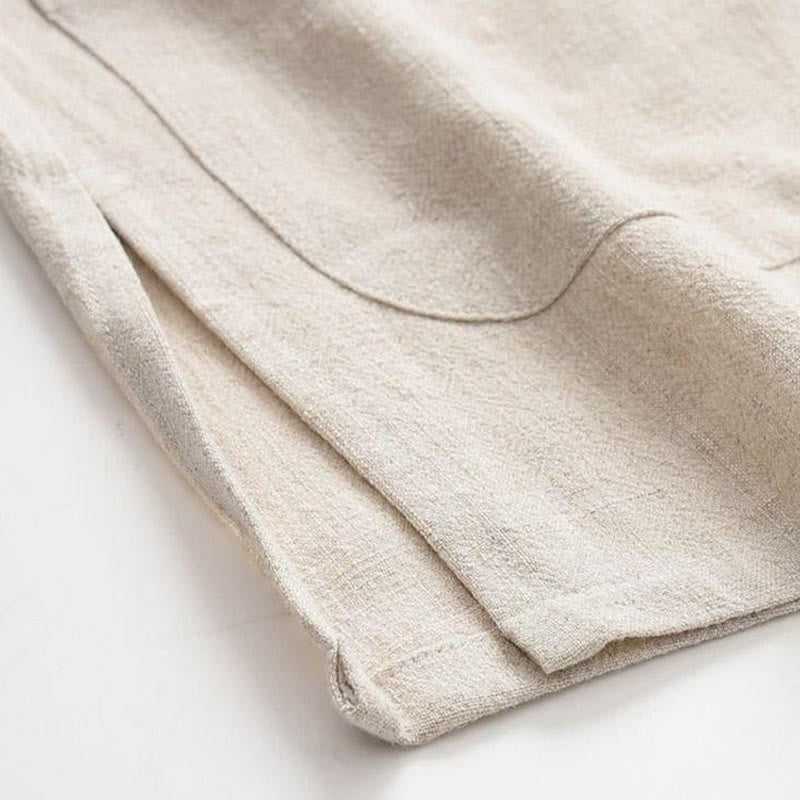 Buddha Stones 2Pcs Tang Suit Frog-Button Long Sleeve Shirt Pants Men's Set - image 4