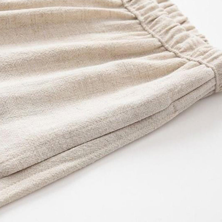 Buddha Stones 2Pcs Tang Suit Frog-Button Long Sleeve Shirt Pants Men's Set - image 6