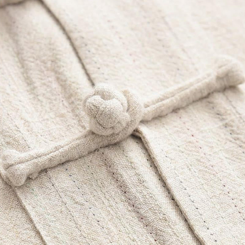 Buddha Stones 2Pcs Tang Suit Frog-Button Long Sleeve Shirt Pants Men's Set - image 3