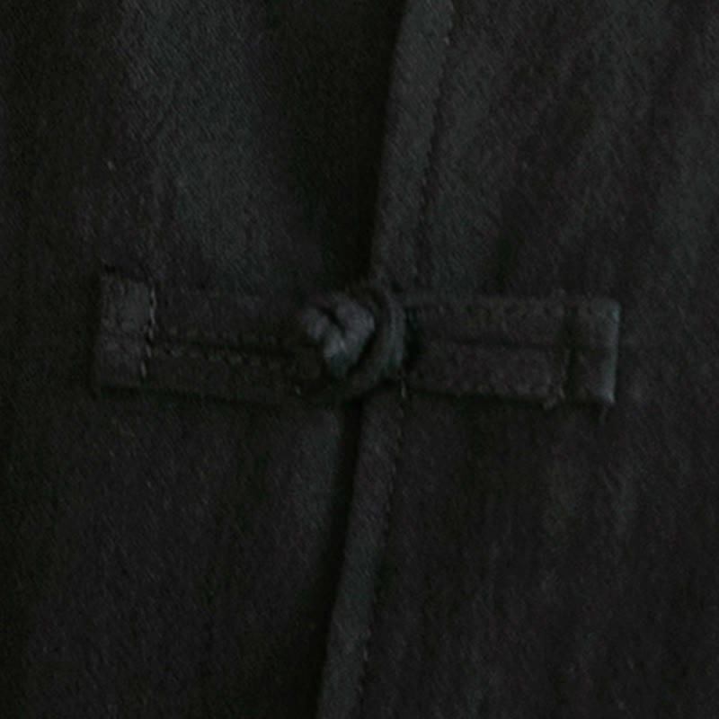 Buddha Stones Tang Suit Frog-Button Crane Embroidery Long Sleeve Cotton Men's Shirt - image 25