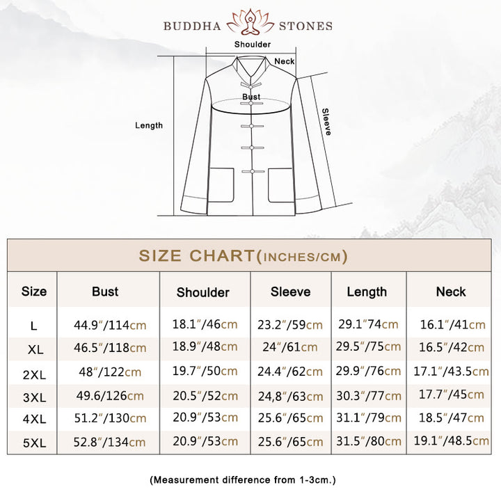 Buddha Stones 2Pcs Fall Men's Tang Suit Frog-Button Cotton Long Sleeve Shirt Pants Set - image 3