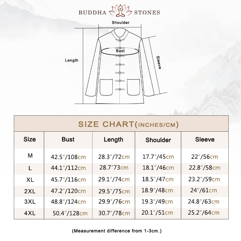 Buddha Stones Meditation Frog-Button Tang Long Sleeve Shirt Pants Men's Suit - image 3