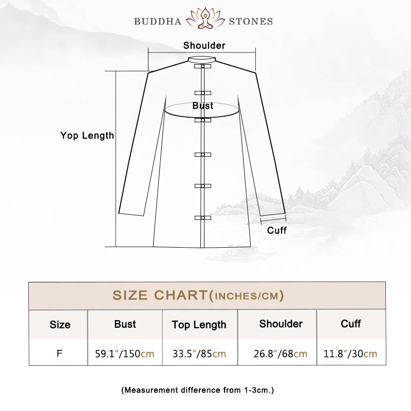 Buddha Stones Plain Frog-Button Design Shirt Zen Tai Chi Meditation Top Clothing Cotton Linen Jacket - image 4