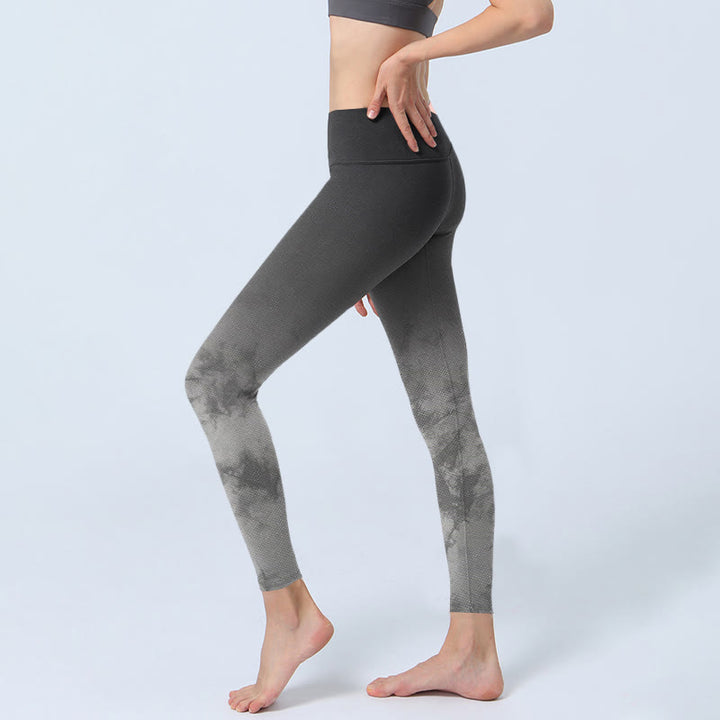Buddha Stones Gradient Floral Print Exercise Leggings Women's Yoga Pants - image 2