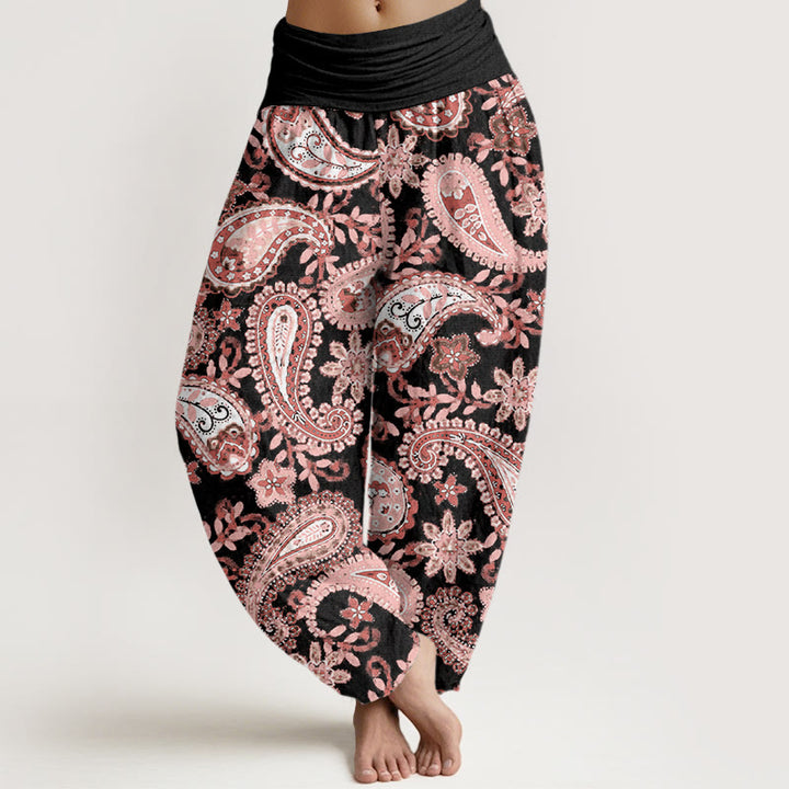 Buddha Stones Cotton Casual Paisley Pattern Women's Elastic Waist Harem Pants - Black - US22，UK/AU26，EU54 (6XL) - image 7