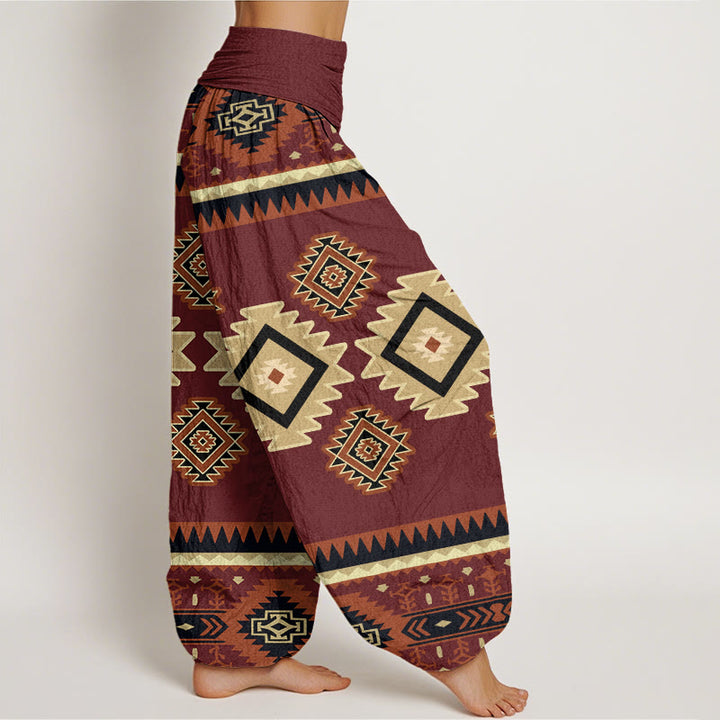 Buddha Stones Cotton Casual Symmetrical Navajo Textile Style Pattern Women's Elastic Waist Harem Pants - image 1