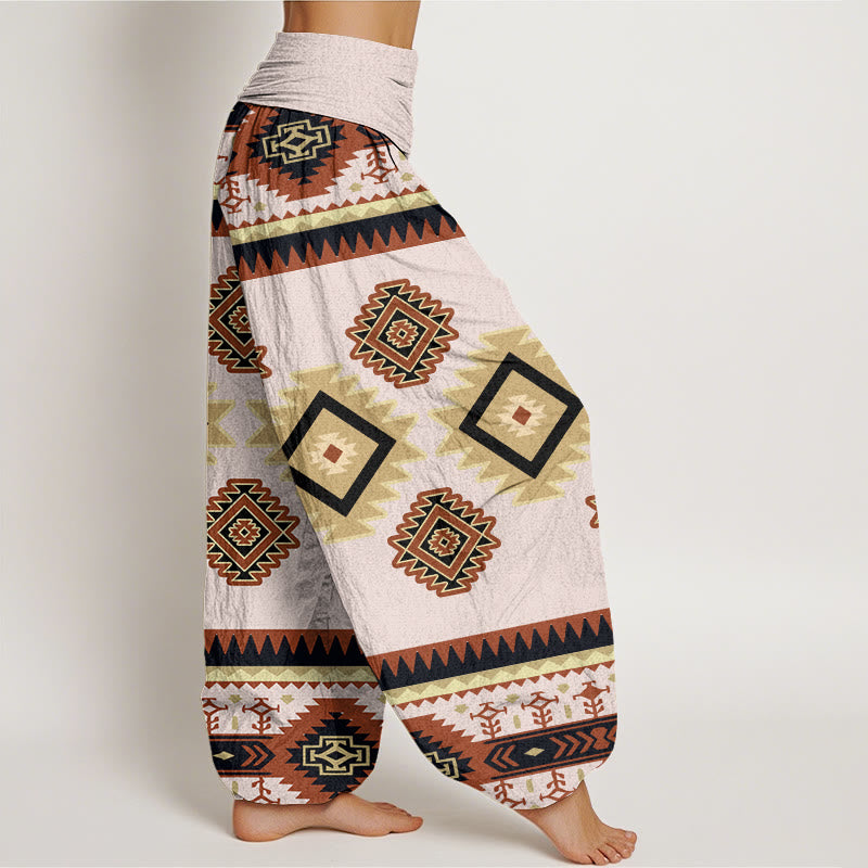 Buddha Stones Cotton Casual Symmetrical Navajo Textile Style Pattern Women's Elastic Waist Harem Pants - image 5