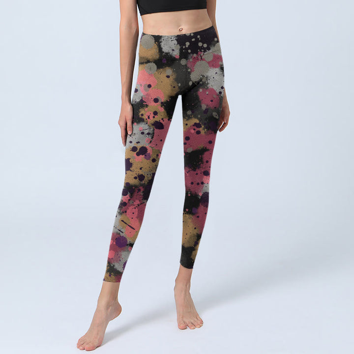 Buddha Stones Splatter Print Exercise Leggings Women's Yoga Pants - image 5