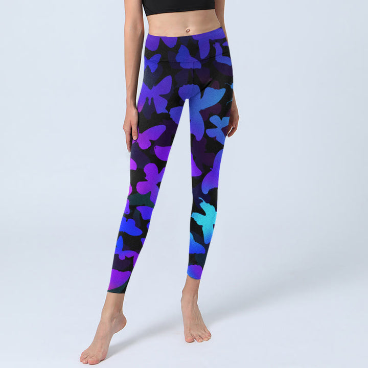 Buddha Stones Gradient Butterfly Print Exercise Leggings Women's Yoga Pants - image 6