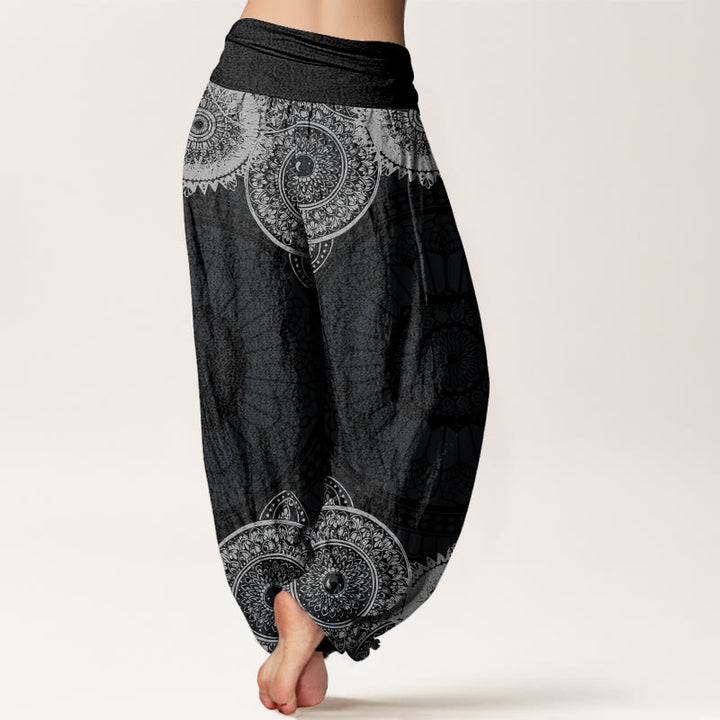 Buddha Stones Circular Mandala Design Women's Elastic Waist Harem Pants - image 1