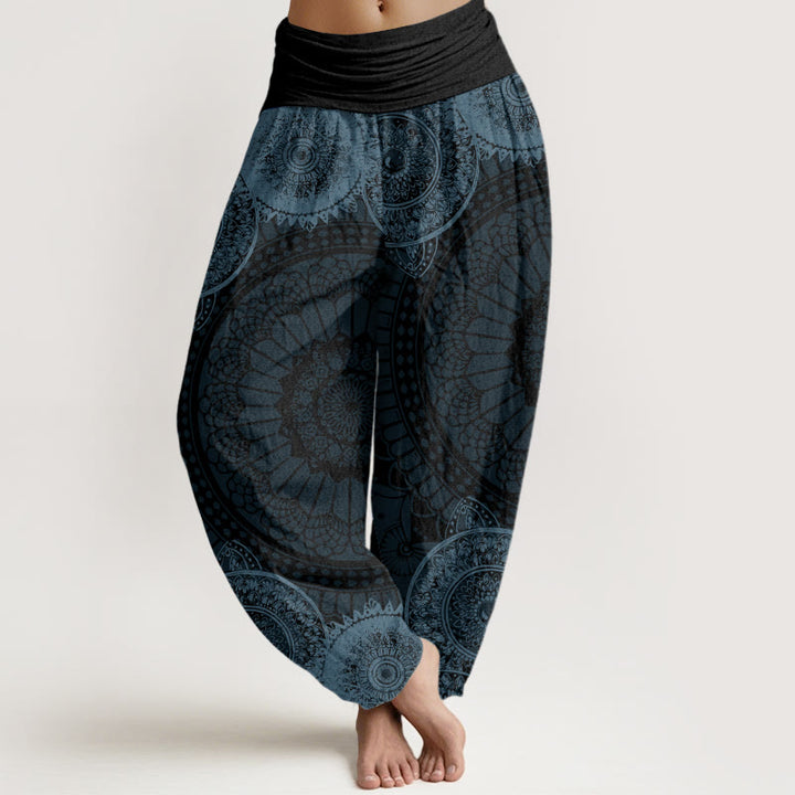 Buddha Stones Circular Mandala Design Women's Elastic Waist Harem Pants - Gray - US22，UK/AU26，EU54 (6XL) - image 4