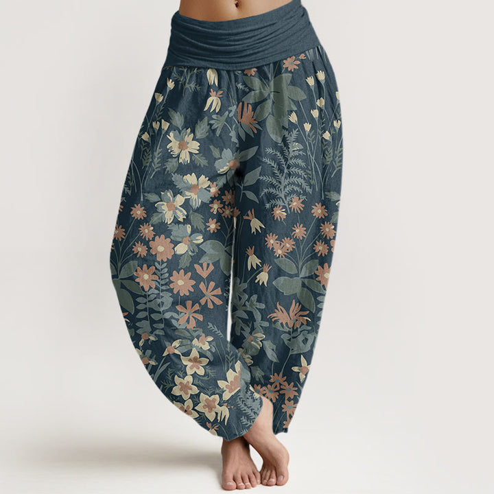 Buddha Stones Casual Daisy Flowers Leaves Design Women's Elastic Waist Harem Pants - LightBlue - US22，UK/AU26，EU54 (6XL) - image 0
