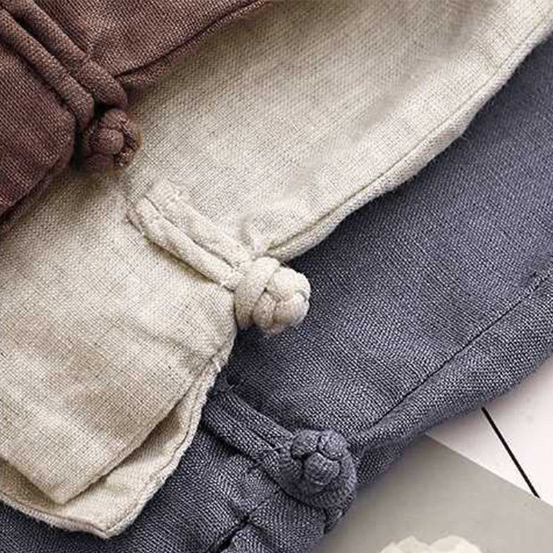 Buddha Stones Summer Casual Solid Color Zipper Button Acrylic Fiber Frog Button Women's Shorts With Pockets - image 22