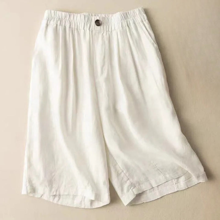 Buddha Stones Summer Casual Plain Zipper Button Cotton Linen Women's Shorts With Pockets - White - US8-10，UK/AU12-14，EU40-42 (3XL) - image 9