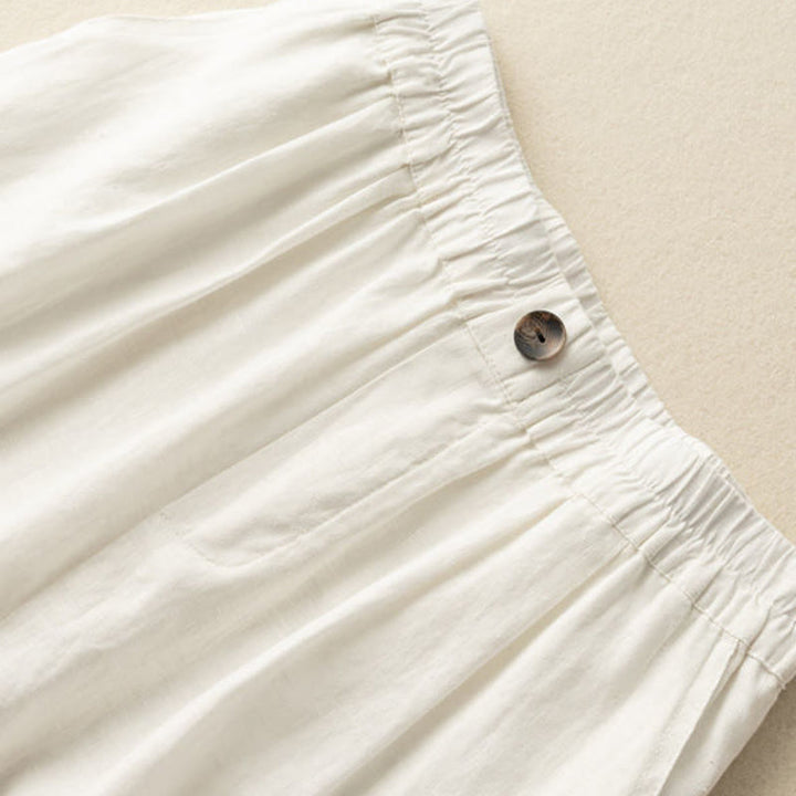 Buddha Stones Summer Casual Plain Zipper Button Cotton Linen Women's Shorts With Pockets - image 10