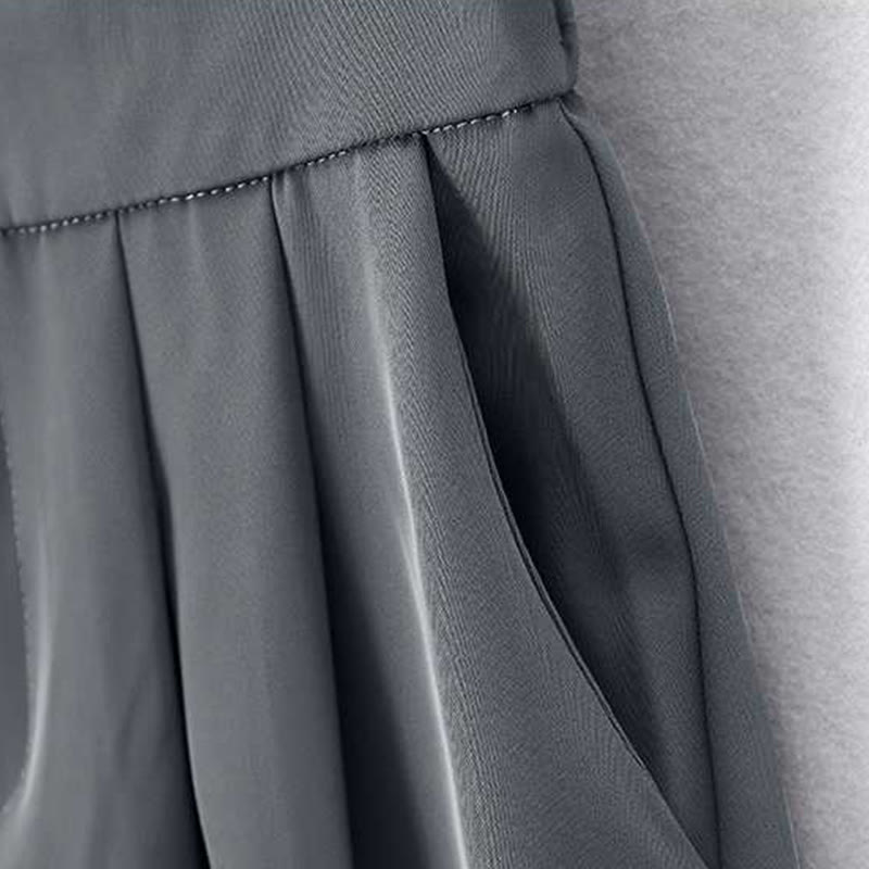 Buddha Stones Summer Casual Zipper Button Loose Plain Cotton Linen Women's Shorts With Pockets - image 4