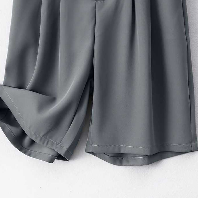 Buddha Stones Summer Casual Zipper Button Loose Plain Cotton Linen Women's Shorts With Pockets - image 1