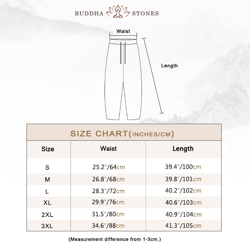 Buddha Stones Casual Solid Color Cotton Linen Drawstring Women's Pants With Pockets - image 4