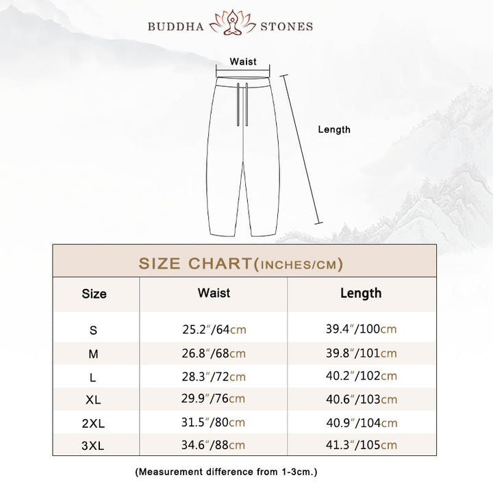 Buddha Stones Casual Solid Color Cotton Linen Drawstring Women's Pants With Pockets - image 3