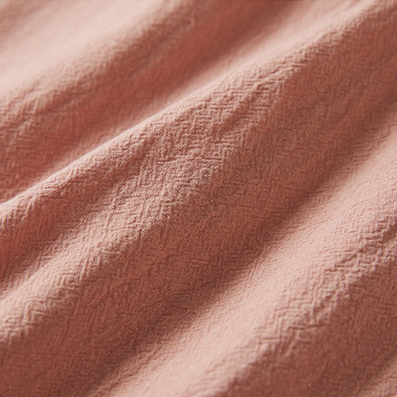 Buddha Stones Vintage Embroidery Frog-button Half Sleeve High Waist Cotton Linen Women's Midi Dress - image 16