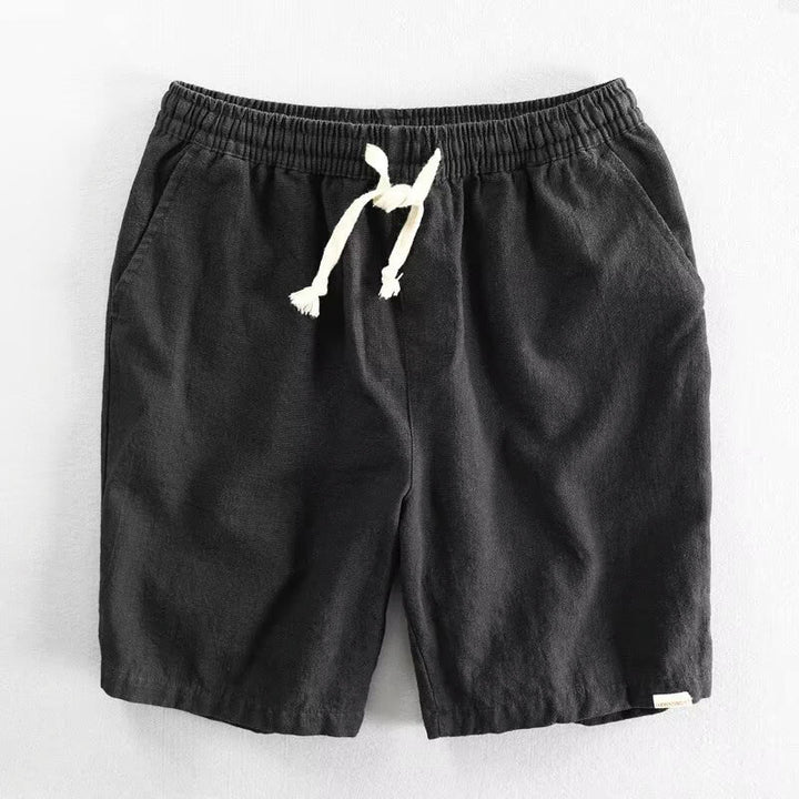 Buddha Stones Drawstring Elastic Waist Cotton Men's Shorts With Pockets - Black - US/UK/AU40，EU50 (3XL) - image 3