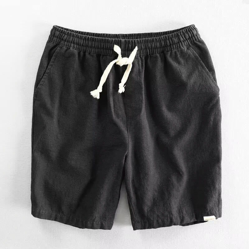 Buddha Stones Drawstring Elastic Waist Cotton Men's Shorts With Pockets - Black - US/UK/AU40，EU50 (3XL) - image 4