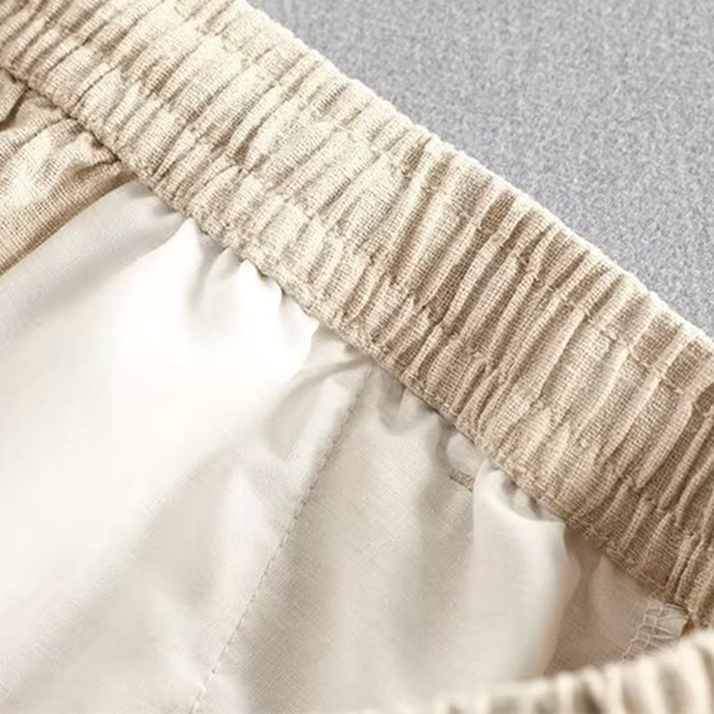 Buddha Stones Drawstring Elastic Waist Cotton Men's Shorts With Pockets - image 15