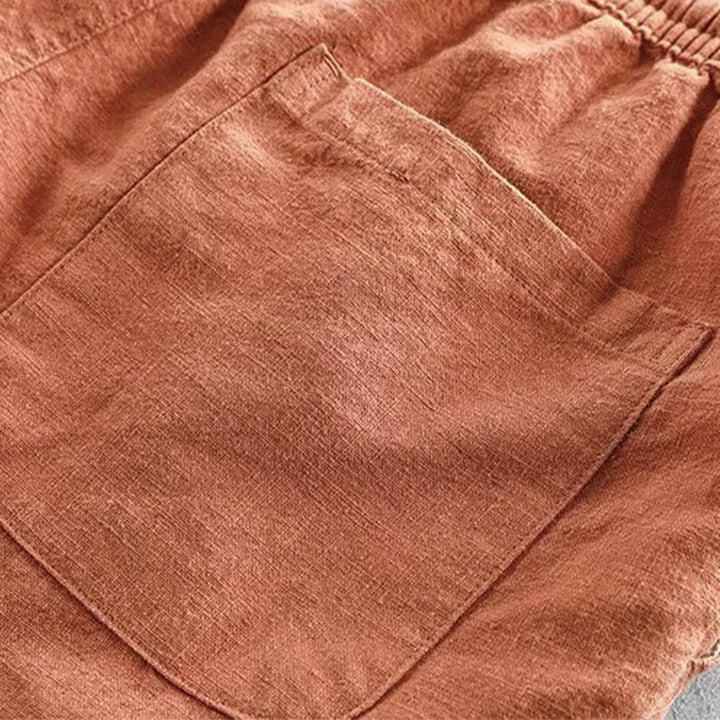 Buddha Stones Drawstring Elastic Waist Cotton Men's Shorts With Pockets - image 10