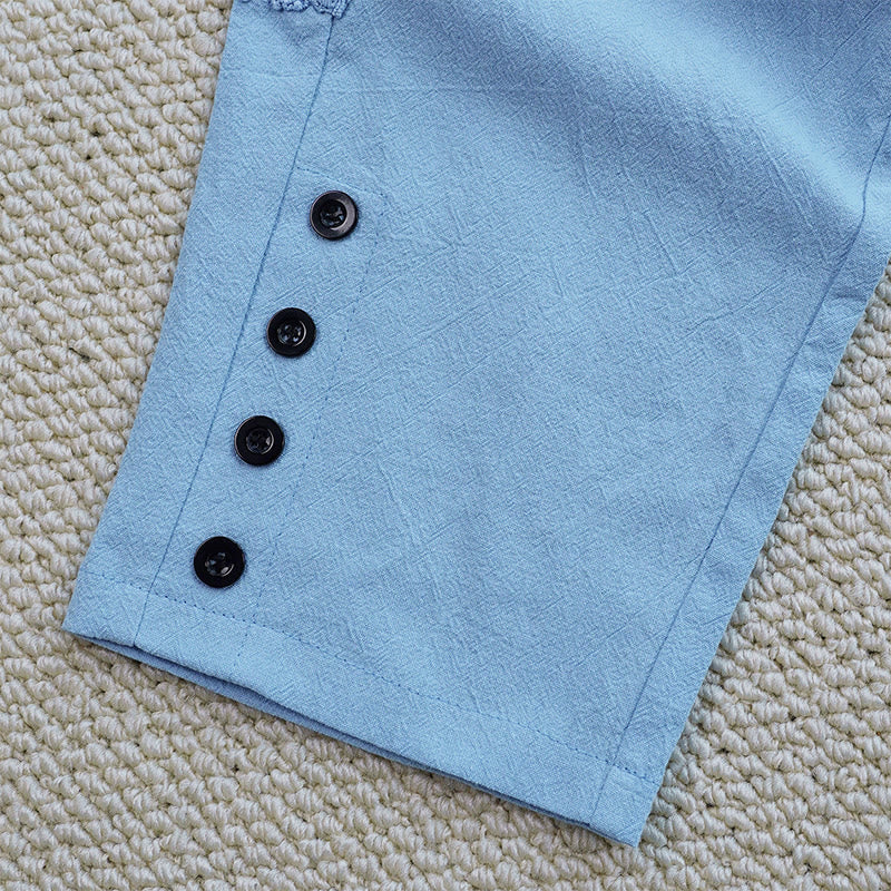 Buddha Stones Summer Plain Color Splicing Design Cotton Linen Women's Pants With Pockets - image 34