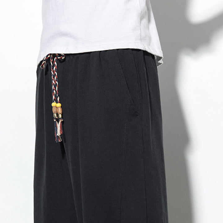 Buddha Stones Casual Summer Drawstring 7-8 Length Men's Harem Pants With Pockets - image 28