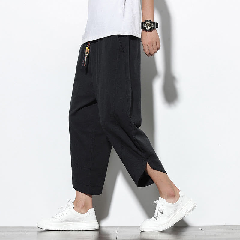 Buddha Stones Casual Summer Drawstring 7-8 Length Men's Harem Pants With Pockets - Black - US/UK/AU46，EU56 (5XL) - image 17