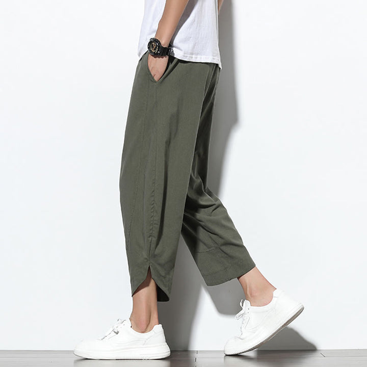 Buddha Stones Casual Summer Drawstring 7-8 Length Linen Men's Harem Pants With Pockets - image 33